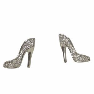 Sterling Silver Stiletto Heel Shoes Swarovski Stud Earrings Statement Jewelry